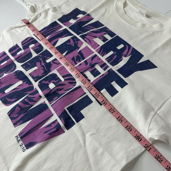 Every Knee Shall Bow Phil 2:10 Jesus Graphic T Shirt Sz L Single Stitch Vtg 90s - Picture 14 of 16